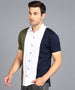 Urbano Fashion Men's Blue, White, Green Cotton Half Sleeve Slim Fit Casual Colorblock Shirt