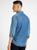 Urbano Fashion Men's Blue Denim Full Sleeve Slim Fit Washed Casual Shirt