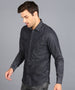 Urbano Fashion Men's Dark Grey Denim Full Sleeve Slim Fit Washed Casual Shirt