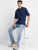 Men's Blue Cotton Full Sleeve Slim Fit Casual Solid Shirt
