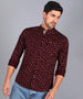Urbano Fashion Men's Maroon Cotton Full Sleeve Slim Fit Casual Printed Shirt