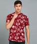 Urbano Fashion Men's Maroon Cotton Half Sleeve Slim Fit Casual Floral Printed Shirt