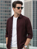 Men's Maroon Cotton Full Sleeve Regular Fit Textured Shirt with Spread Collar