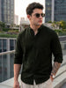 Men's Olive Cotton Full Sleeve Regular Fit Casual Solid Shirt with Band Collar