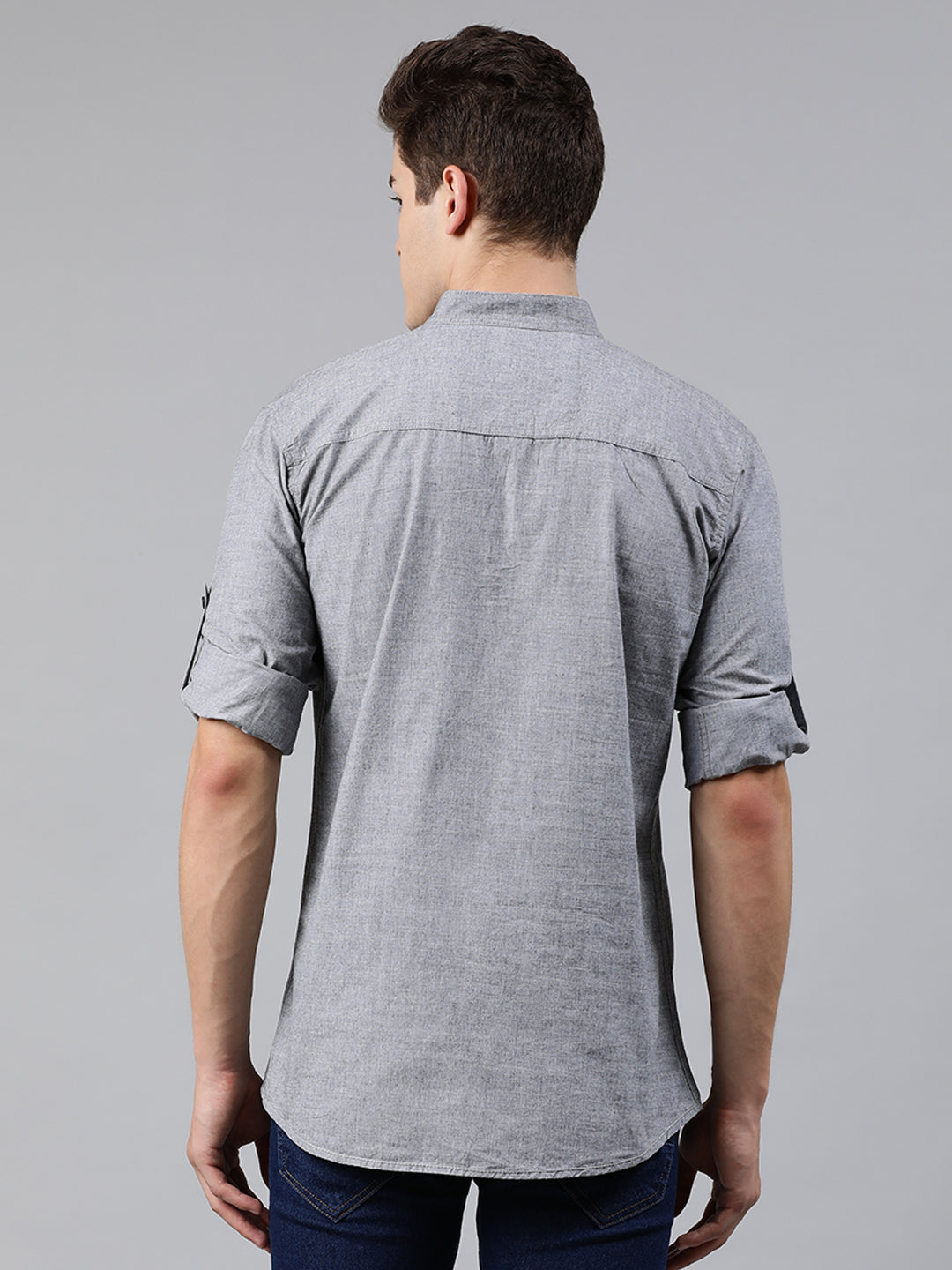 Urbano Fashion Men Grey Slim Fit Solid Casual Shirt