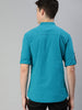 Men Teal Blue Slim Fit Solid Casual Shirt