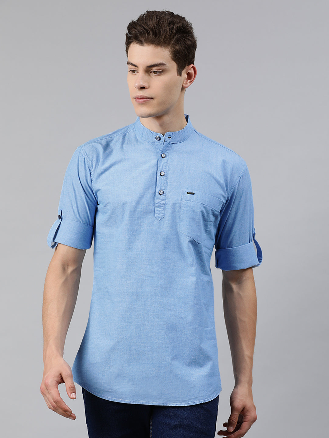 Urbano Fashion Men Blue Slim Fit Solid Casual Shirt