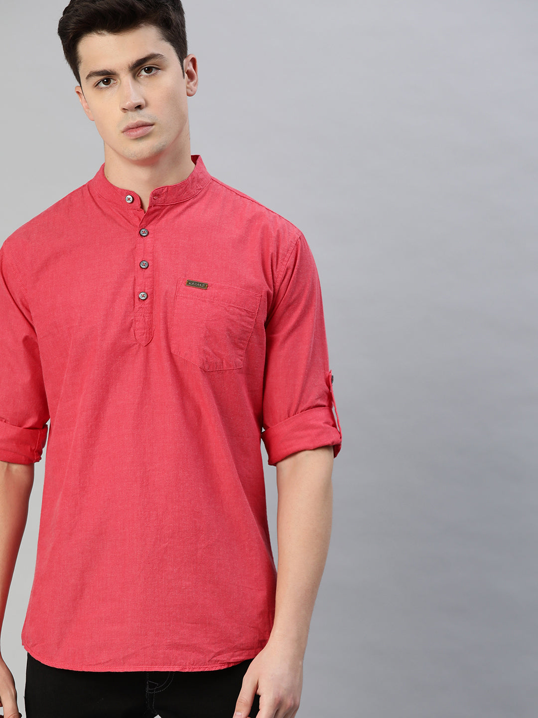 Urbano Fashion Men Red Slim Fit Solid Casual Shirt