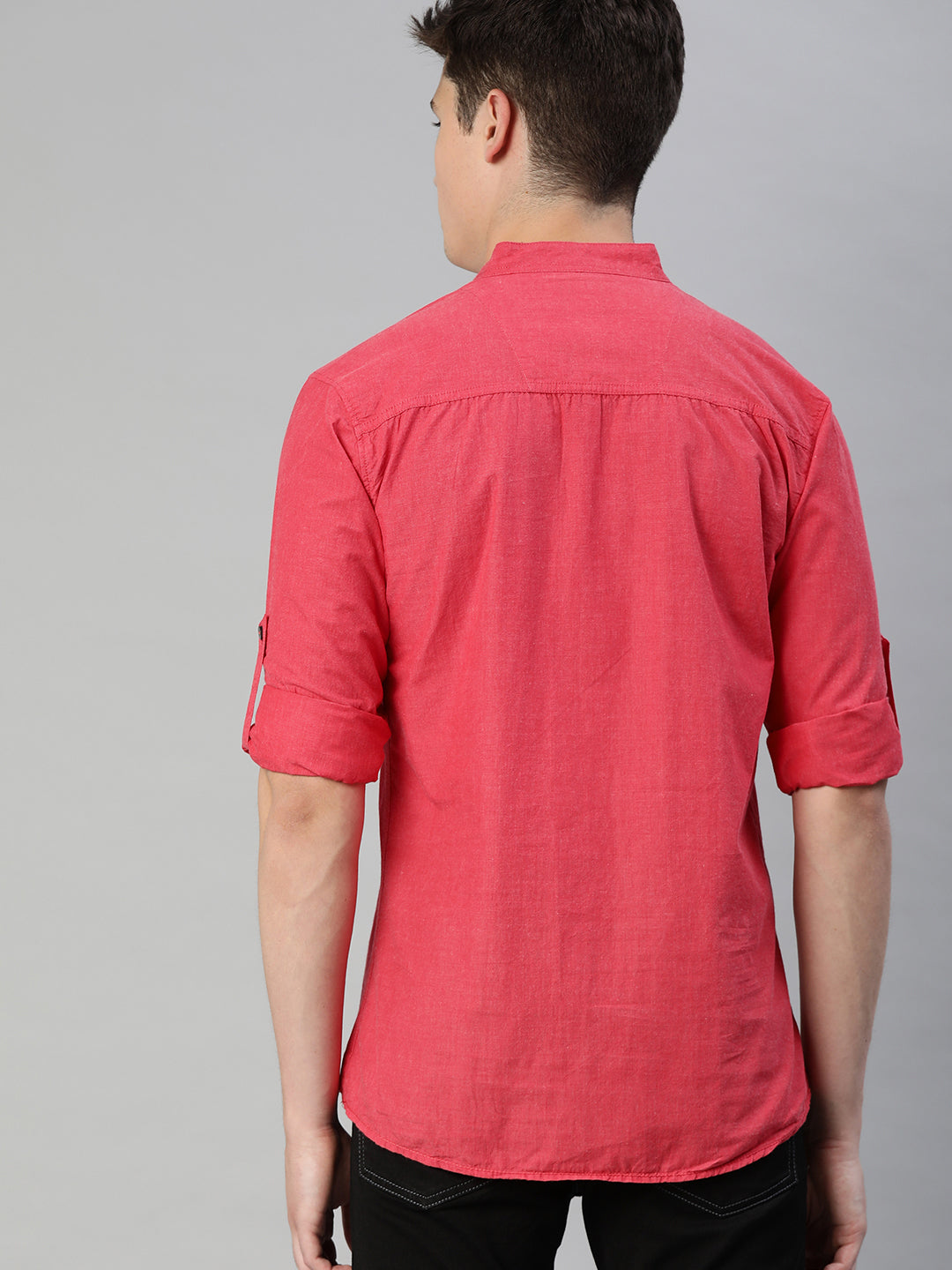 Men Red Slim Fit Solid Casual Shirt