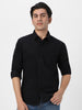 Men's Black Cotton Full Sleeve Regular Fit Casual Solid Shirt