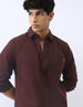 Men's Cocoa Cotton Full Sleeve Regular Fit Casual Solid Shirt