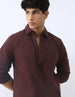 Men's Cocoa Cotton Full Sleeve Regular Fit Casual Solid Shirt