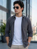 Men's Dark Grey Cotton Full Sleeve Regular Fit Casual Solid Shirt