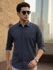 Men's Dark Grey Cotton Full Sleeve Regular Fit Casual Solid Shirt