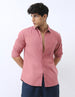 Men's Dusty Pink Cotton Full Sleeve Regular Fit Casual Solid Shirt