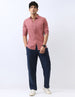 Men's Dusty Pink Cotton Full Sleeve Regular Fit Casual Solid Shirt