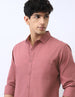 Men's Dusty Pink Cotton Full Sleeve Regular Fit Casual Solid Shirt