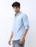 Men's Light Blue Cotton Full Sleeve Regular Fit Casual Solid Shirt