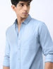 Men's Light Blue Cotton Full Sleeve Regular Fit Casual Solid Shirt
