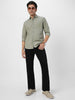 Men's Olive Cotton Full Sleeve Regular Fit Casual Solid Shirt