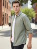Men's Olive Cotton Full Sleeve Regular Fit Casual Solid Shirt