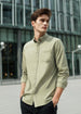 Men's Olive Cotton Full Sleeve Regular Fit Casual Solid Shirt