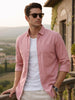 Men's Pink Cotton Full Sleeve Regular Fit Casual Solid Shirt