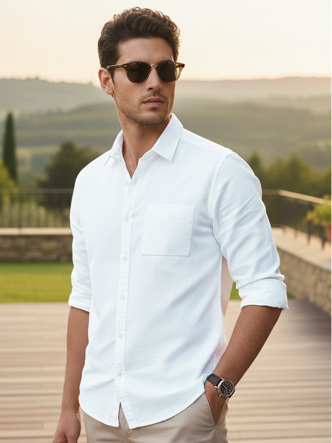 Men's Pastel Blue Cotton Full Sleeve Regular Fit Casual Solid Shirt