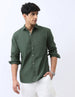 Men's Sage Green Cotton Full Sleeve Regular Fit Casual Solid Shirt