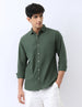 Men's Sage Green Cotton Full Sleeve Regular Fit Casual Solid Shirt