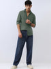 Men's Sage Green Cotton Full Sleeve Regular Fit Casual Solid Shirt