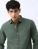 Men's Sage Green Cotton Full Sleeve Regular Fit Casual Solid Shirt
