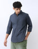 Men's Slate Blue Cotton Full Sleeve Regular Fit Casual Solid Shirt