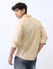 Men's Beige Cotton Full Sleeve Regular Fit Casual Solid Shirt