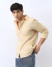 Men's Beige Cotton Full Sleeve Regular Fit Casual Solid Shirt