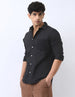 Men's Black Cotton Full Sleeve Regular Fit Casual Solid Shirt