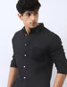 Men's Black Cotton Full Sleeve Regular Fit Casual Solid Shirt