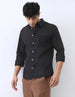 Men's Black Cotton Full Sleeve Regular Fit Casual Solid Shirt