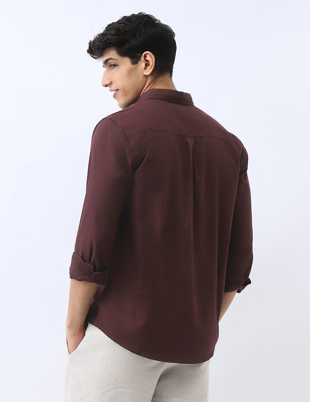 Men's Cocoa Cotton Full Sleeve Regular Fit Casual Solid Shirt