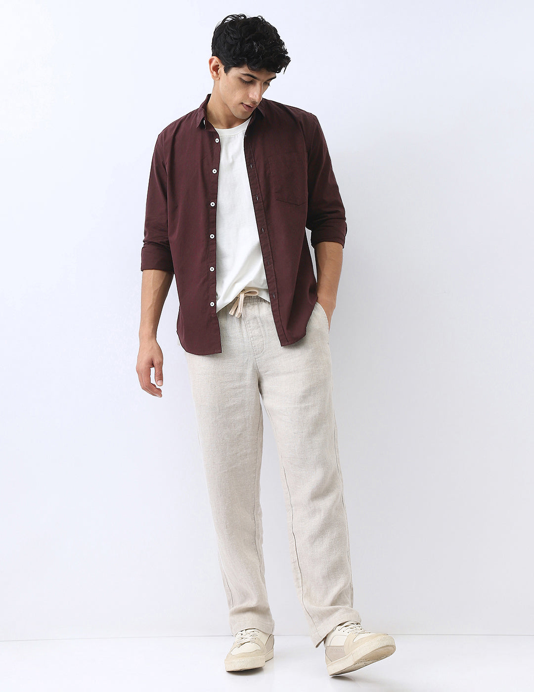 Men's Cocoa Cotton Full Sleeve Regular Fit Casual Solid Shirt