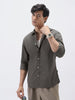 Men's Dark Grey Cotton Full Sleeve Regular Fit Casual Solid Shirt