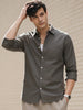 Men's Dark Grey Cotton Full Sleeve Regular Fit Casual Solid Shirt