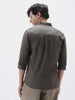 Men's Dark Grey Cotton Full Sleeve Regular Fit Casual Solid Shirt
