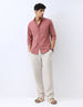 Men's Dusty Pink Cotton Full Sleeve Regular Fit Casual Solid Shirt