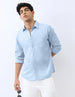 Men's Light Blue Cotton Full Sleeve Regular Fit Casual Solid Shirt