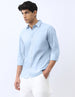 Men's Light Blue Cotton Full Sleeve Regular Fit Casual Solid Shirt