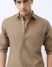 Men's Light Brown Cotton Full Sleeve Regular Fit Casual Solid Shirt