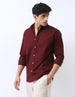 Men's Maroon Cotton Full Sleeve Regular Fit Casual Solid Shirt