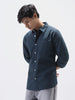 Men's Navy Cotton Full Sleeve Regular Fit Casual Solid Shirt