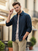 Men's Navy Cotton Full Sleeve Regular Fit Casual Solid Shirt